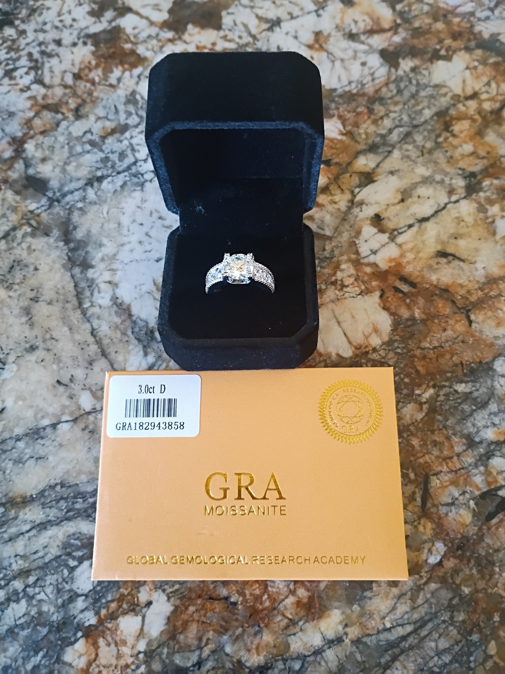 3 CT Round Moissanite Sterling Silver Ring With GRA Card Size 7